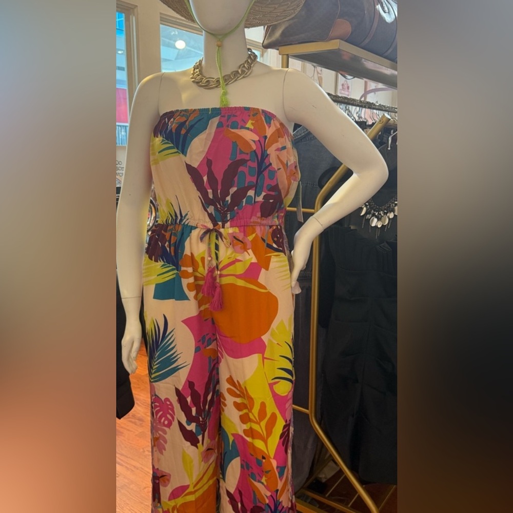 Tropical Escape Vibrant Pink and Orange Romper